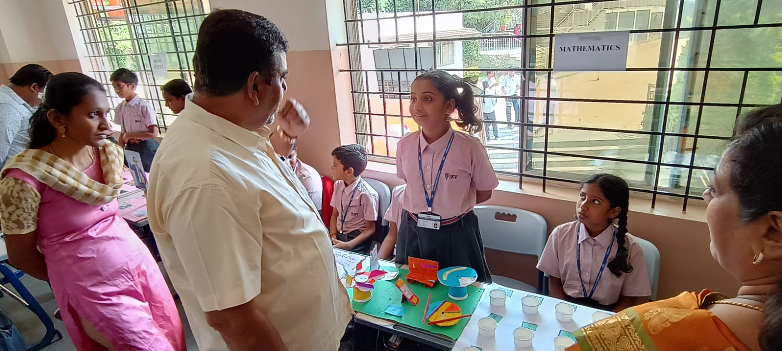 IKV CBSE School students standing in line for morning prayer assembly