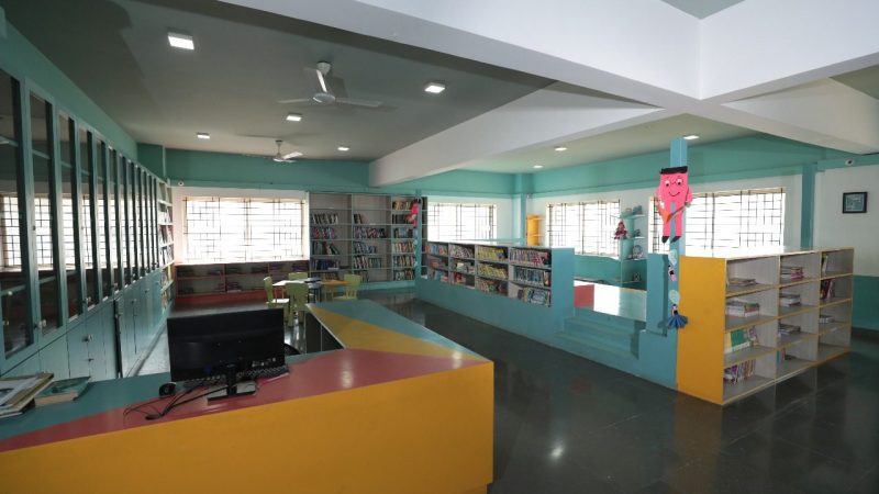 Library at Indira Krishna Vidya with books for academic excellence